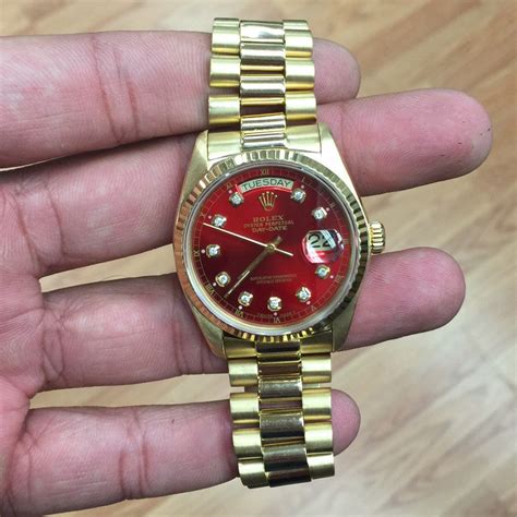 rolex day date red face|Rolex Day-Date watch price.